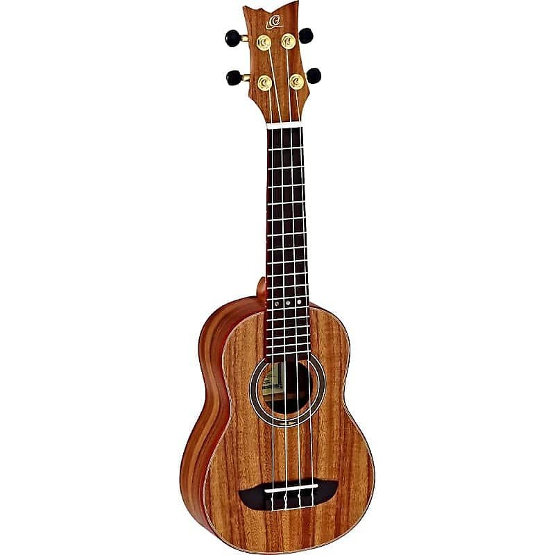 Ukelele barítono con tapa de acacia de la serie Timber RUACA-BA de Ortega Guitars con enlace de video